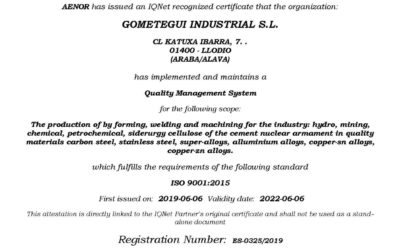 Gometegui Industrial ha completado con éxito la primera auditoría de seguimiento de las normativas AENOR ISO 9001, ISO 14001 e ISO 45001